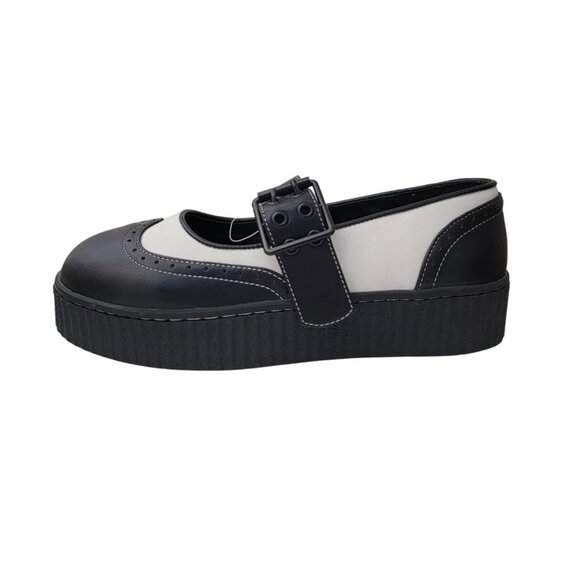 Strange Cult Shoes - STRANGE CVLT Vegan Leather Black & White Mary Jane Platform Shoes Women's 9M